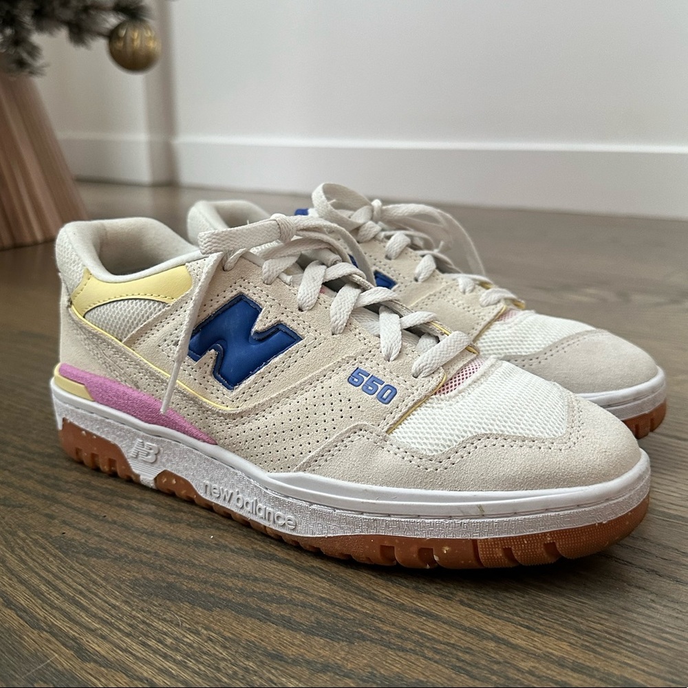 New Balance 550 Sea Salt Marine Blue Women's Shoe, Sz 8.5
